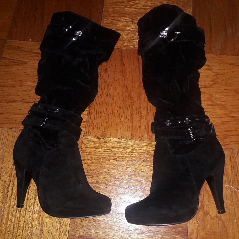 STILL AVAILABLE!  Sexy Women's Faux Suede Rhinestone Knee High Boots